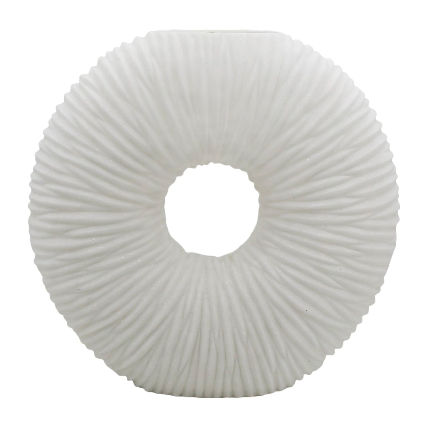 21" NATALY LARGE QUARTZ RESIN VASE, WHITE