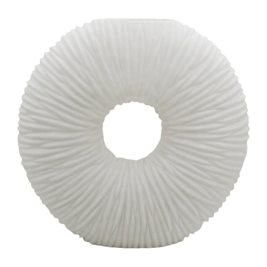 21" NATALY LARGE QUARTZ RESIN VASE, WHITE