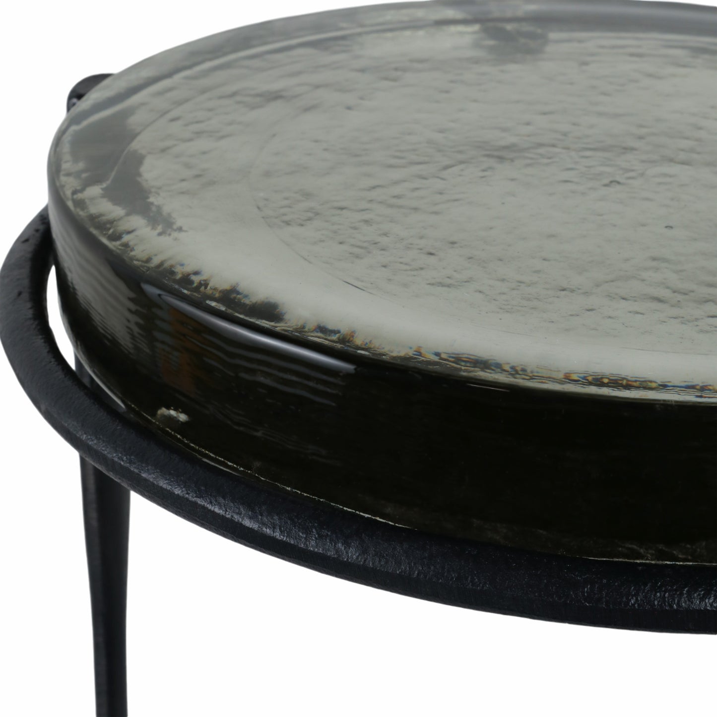 S/2 26" Adonia Gunmetal Recycled Glass Accent Tabl