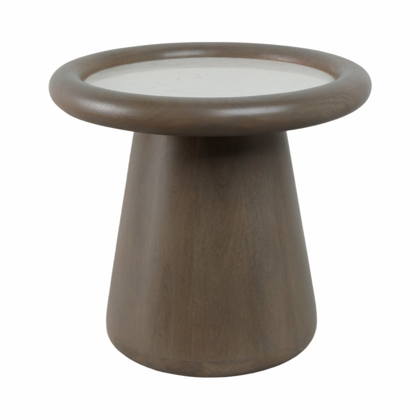 20" Aleena Wood And Marble Accent Table, Brwn