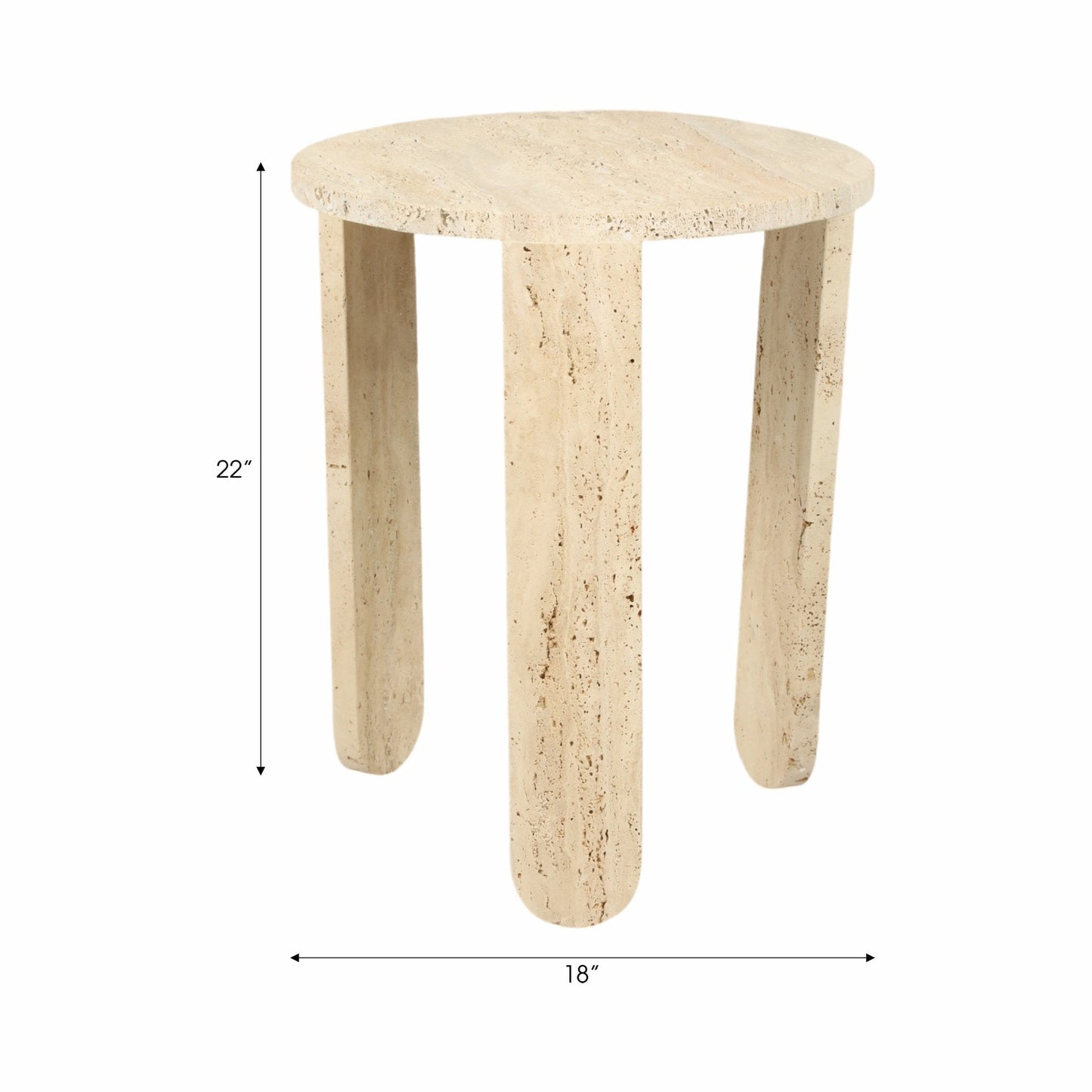 22" LOUVA CARVED TRAVERTINE ACCENT TABLE