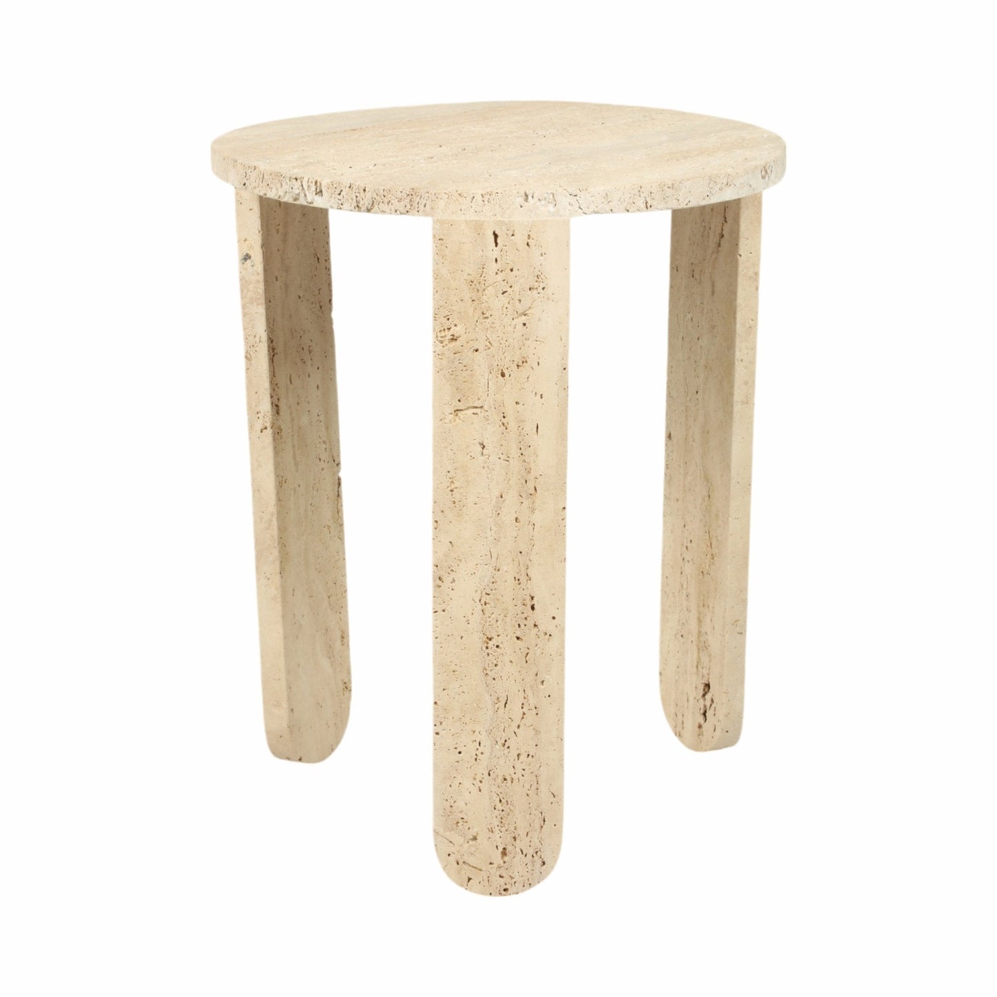 22" LOUVA CARVED TRAVERTINE ACCENT TABLE