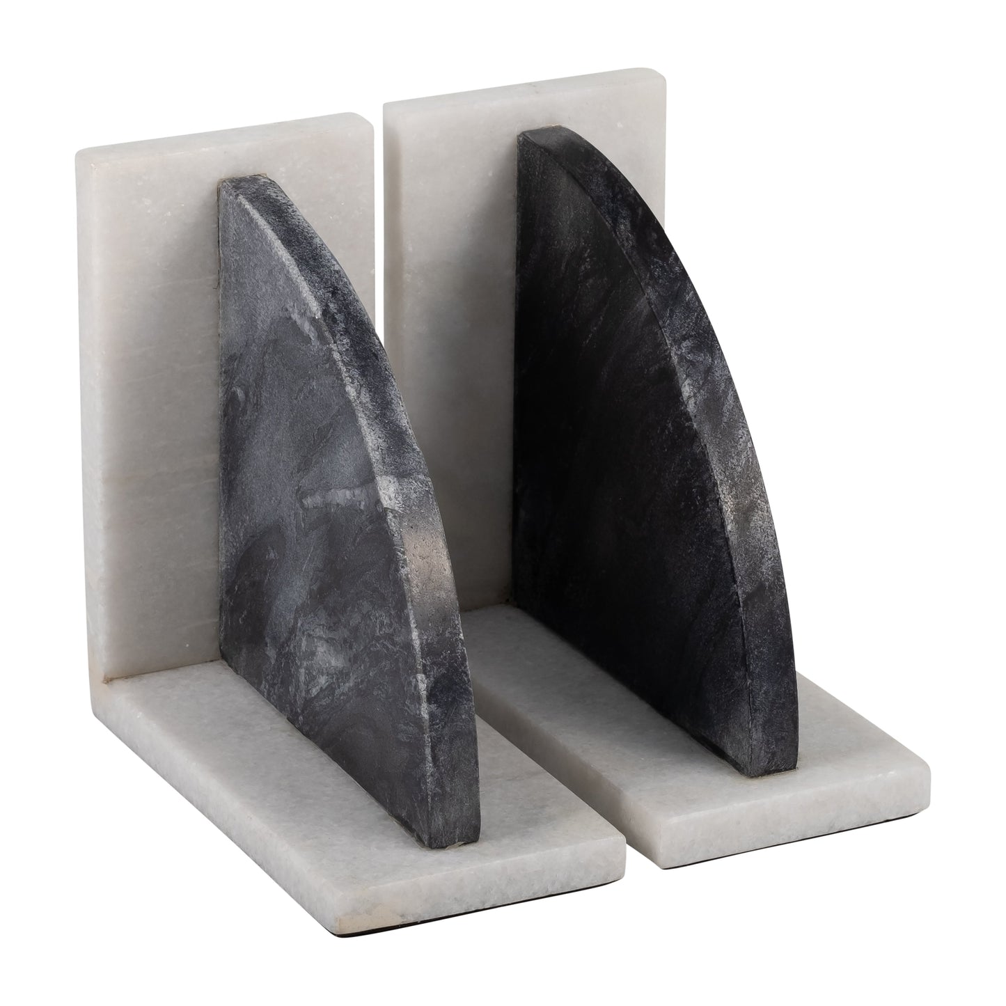 17779 |MARBLE,S/2 6"H,ROUNDED BOOKENDS,BLACK/WHITE
