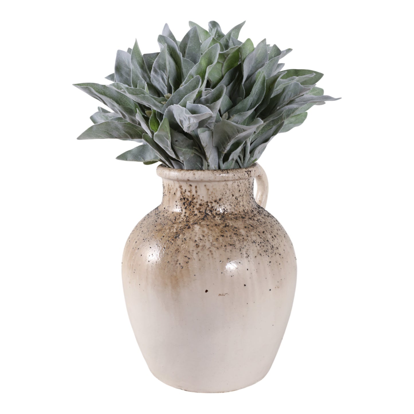 12x7" Textured Terracotta 2-handle Vase,ivry/brwn