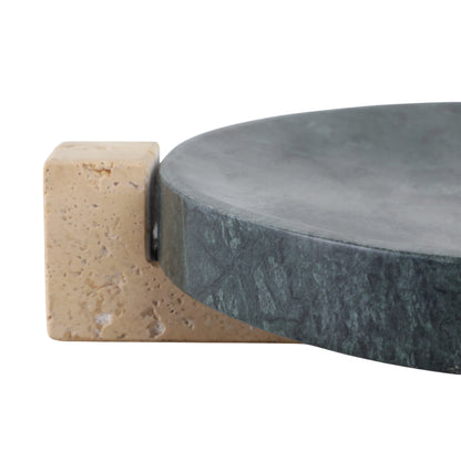 15" Archer Large Green Marble And Travertine Tray