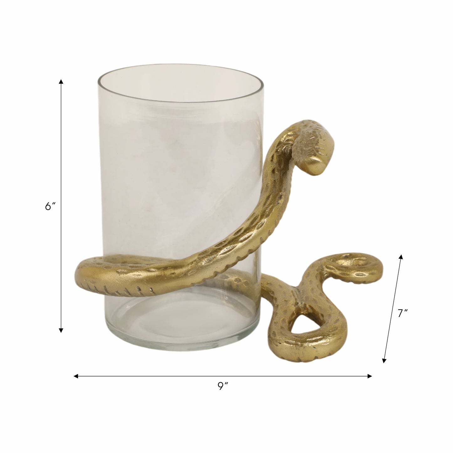 9" Snake Around Pillar Holder, Gold