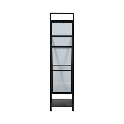 63" Standing Mirror W/ Hooks, Black