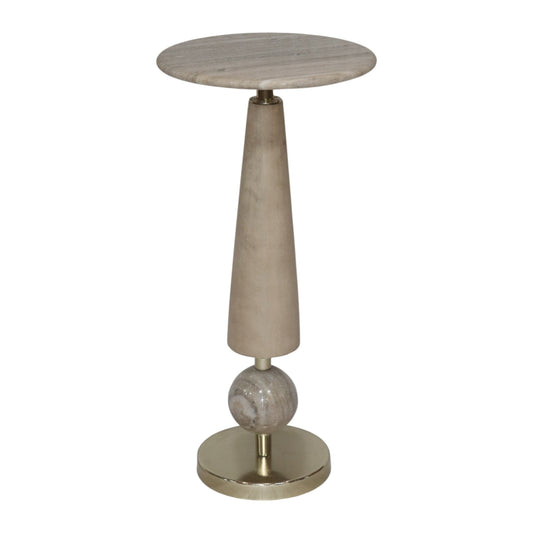 24" REECE WOOD AND MARBLE ACCENT TABLE