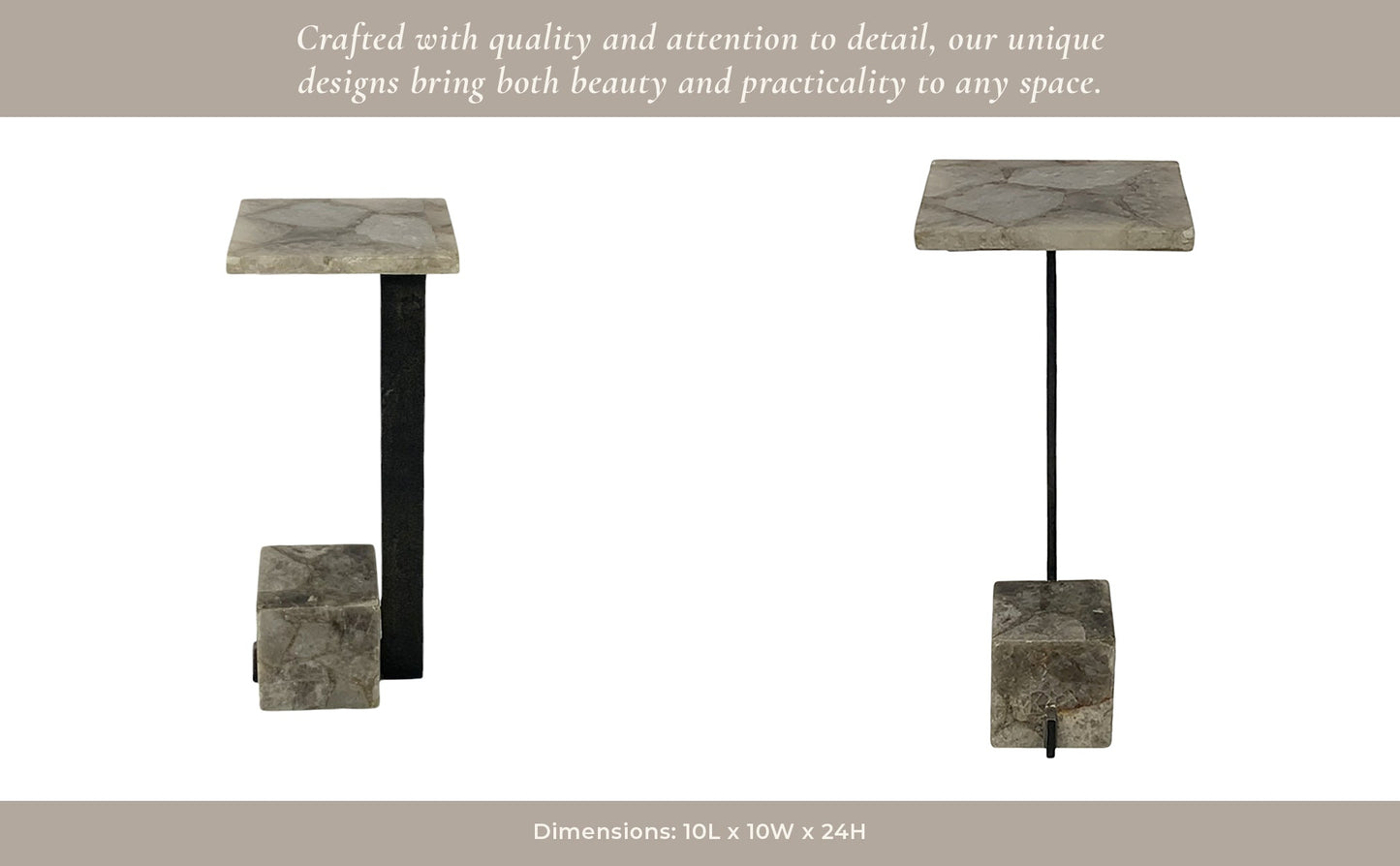 24" ROLLA SMOKEY QUARTZ SMALL COCKTAIL TABLE