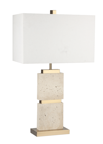 27" QUEENA TRAVERTINE TABLE LAMP