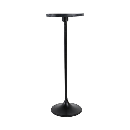 27X10" MARBLE TOP DRINK TABLE, BLACK