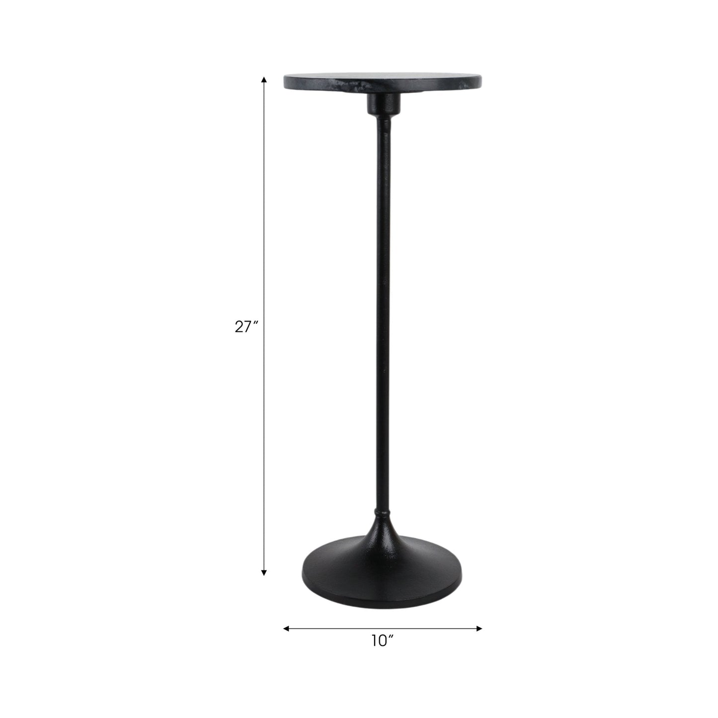27X10" MARBLE TOP DRINK TABLE, BLACK
