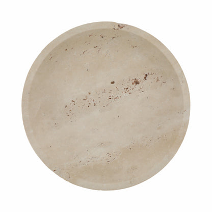 10" TRAVERTINE FOOTED BOWL, TAN