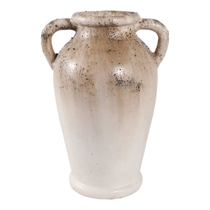 12x7" Textured Terracotta 2-handle Vase,ivry/brwn
