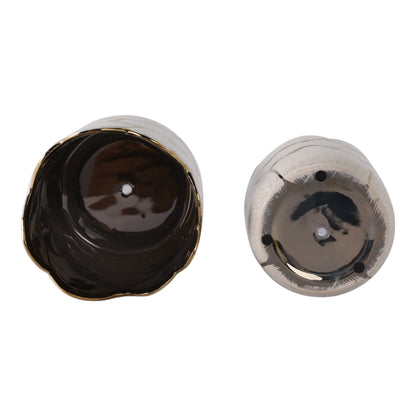 S/2 6/7" Clouds Planter, Ivory/gold