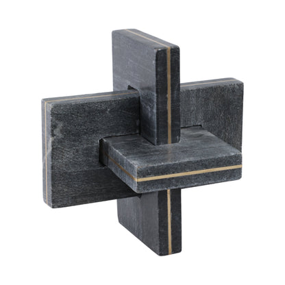 9" Walton Large Black Marble And Brass Knot