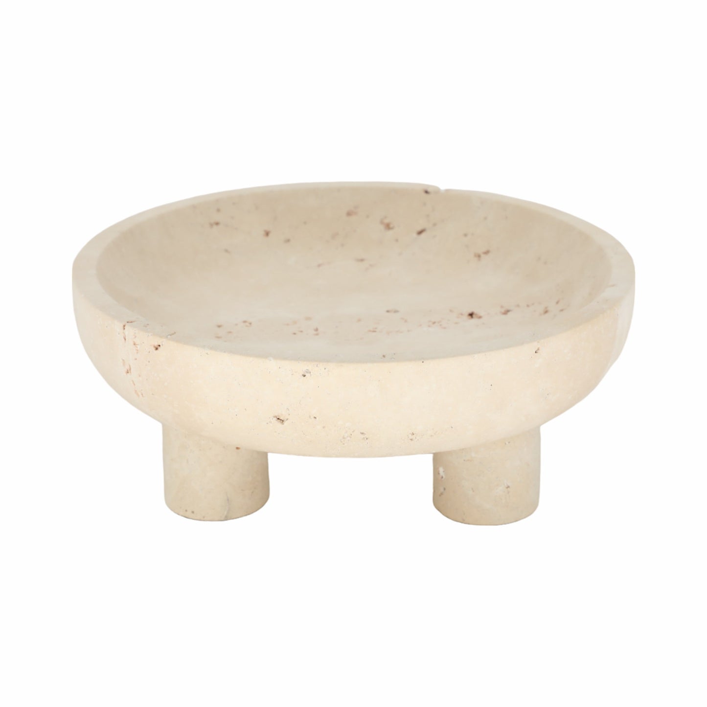 10" TRAVERTINE FOOTED BOWL, TAN