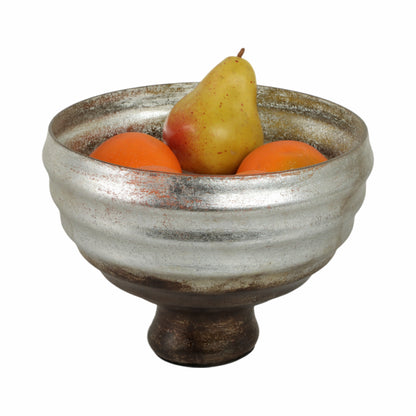 9" Glass Pedestal Bowl Ombre Finish, Multi