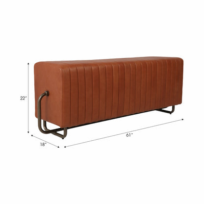 60" Felix Real Leather Bench