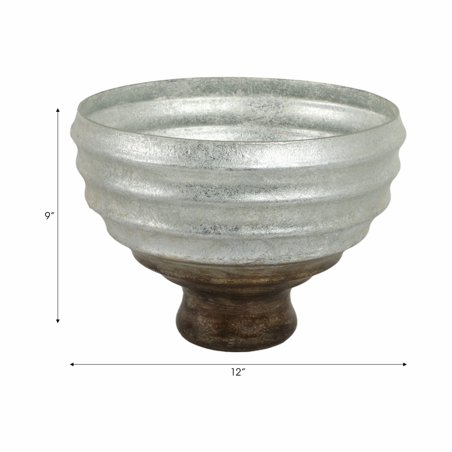 12" Glass Pedestal Bowl Ombre Finish, Multi