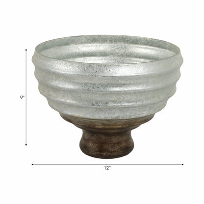 12" Glass Pedestal Bowl Ombre Finish, Multi