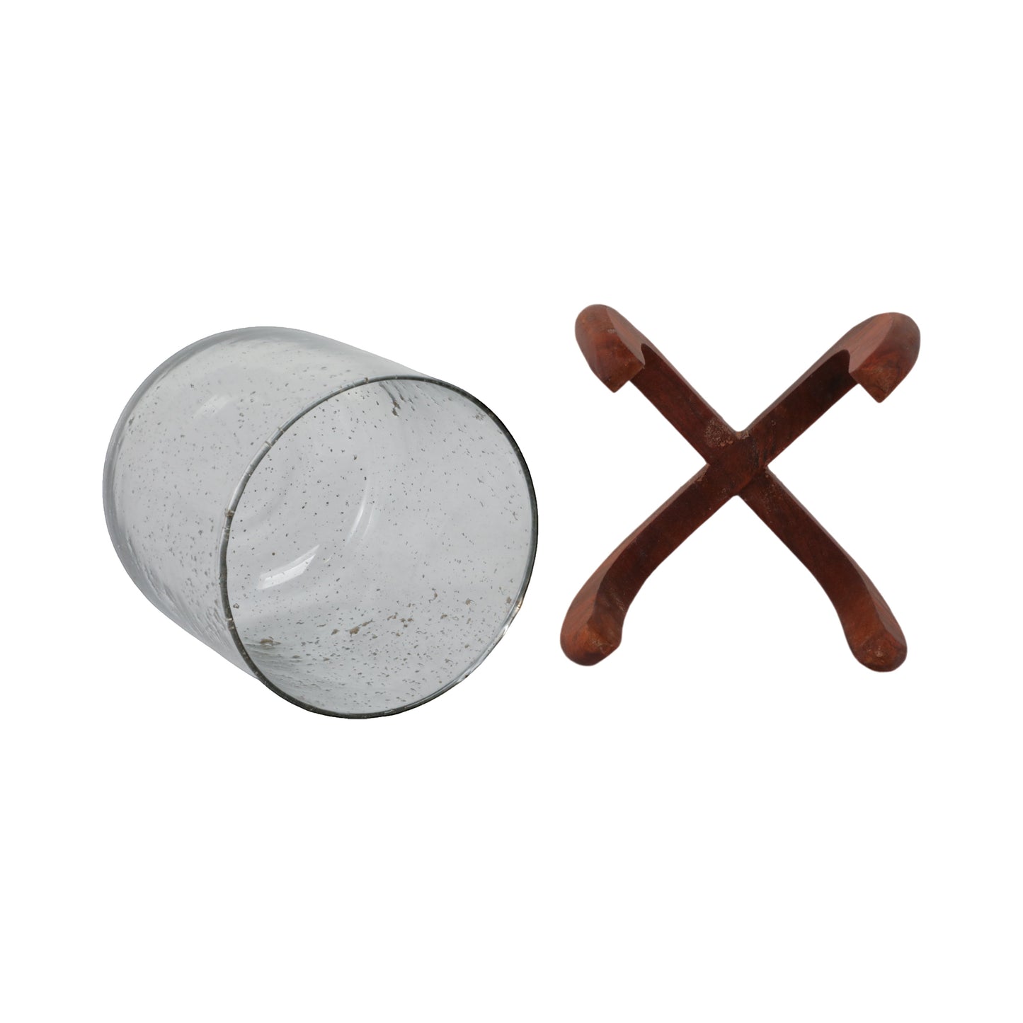 Glass, 8" Votive Holder W/ Base, Brown/clear