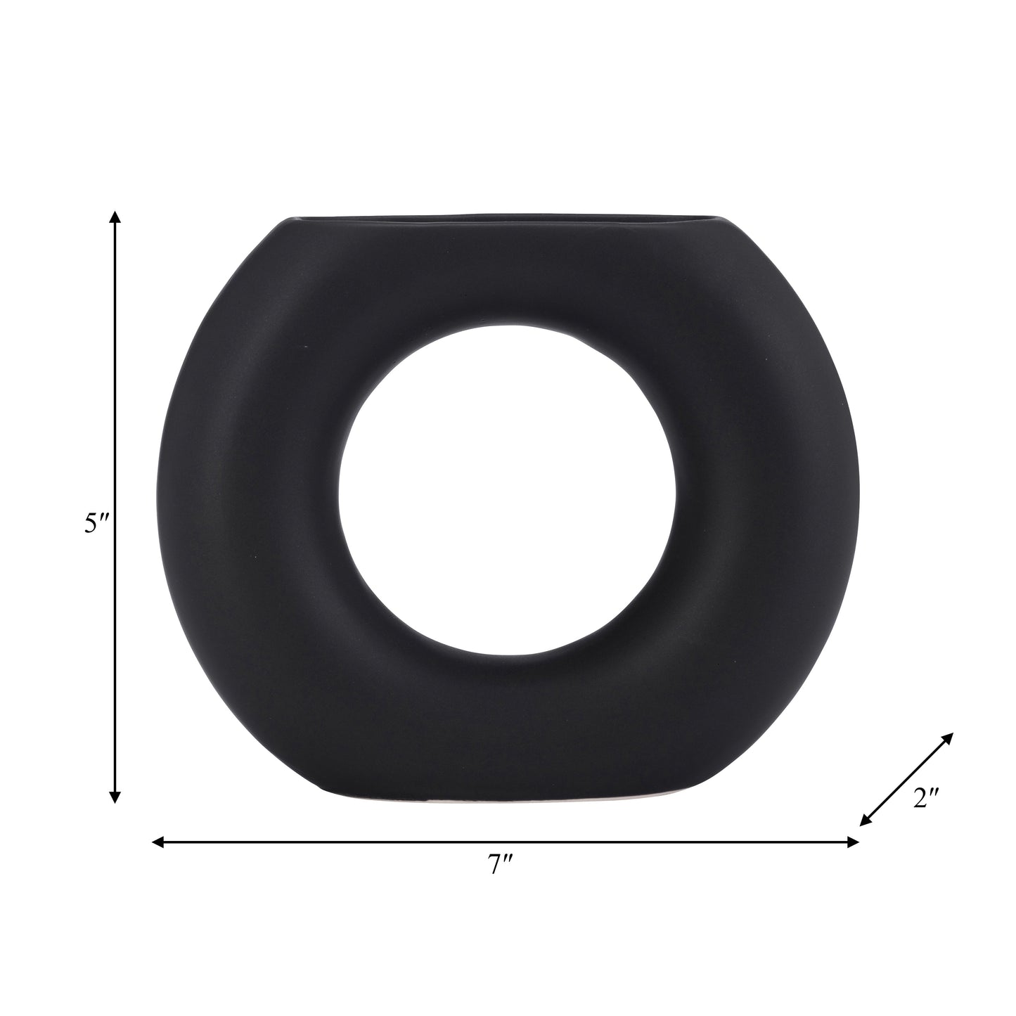 17058-02 |Cer, 5" Donut Vase, Black