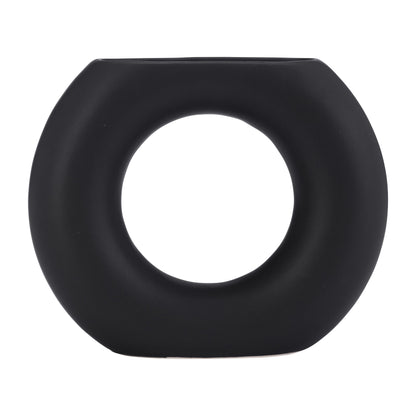 17058-02 |Cer, 5" Donut Vase, Black