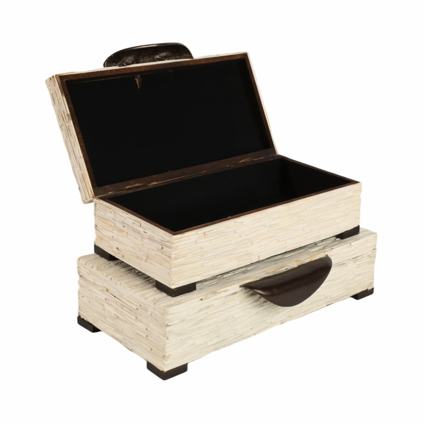 S/2 14/16" Hadwin Resin Cream Boxes