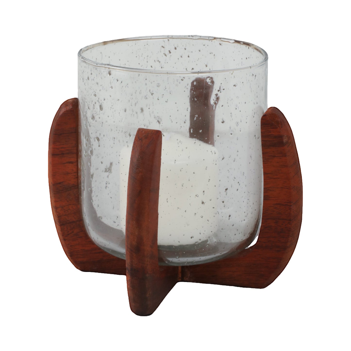 Glass, 8" Votive Holder W/ Base, Brown/clear