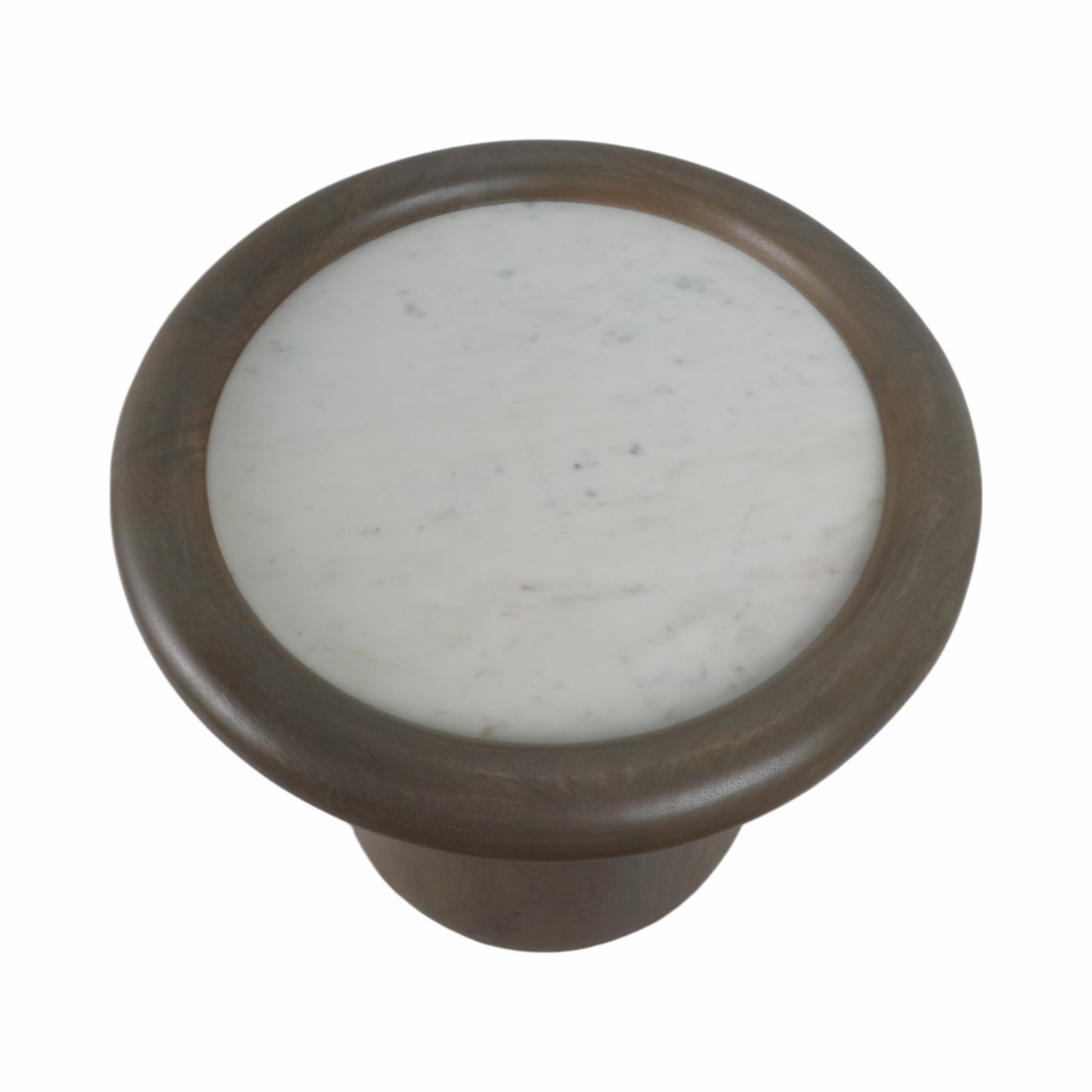 20" Aleena Wood And Marble Accent Table, Brwn