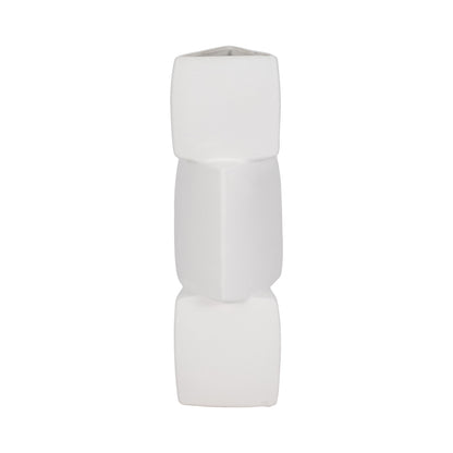 17" Stacked Triangle Rough Vase,ivory