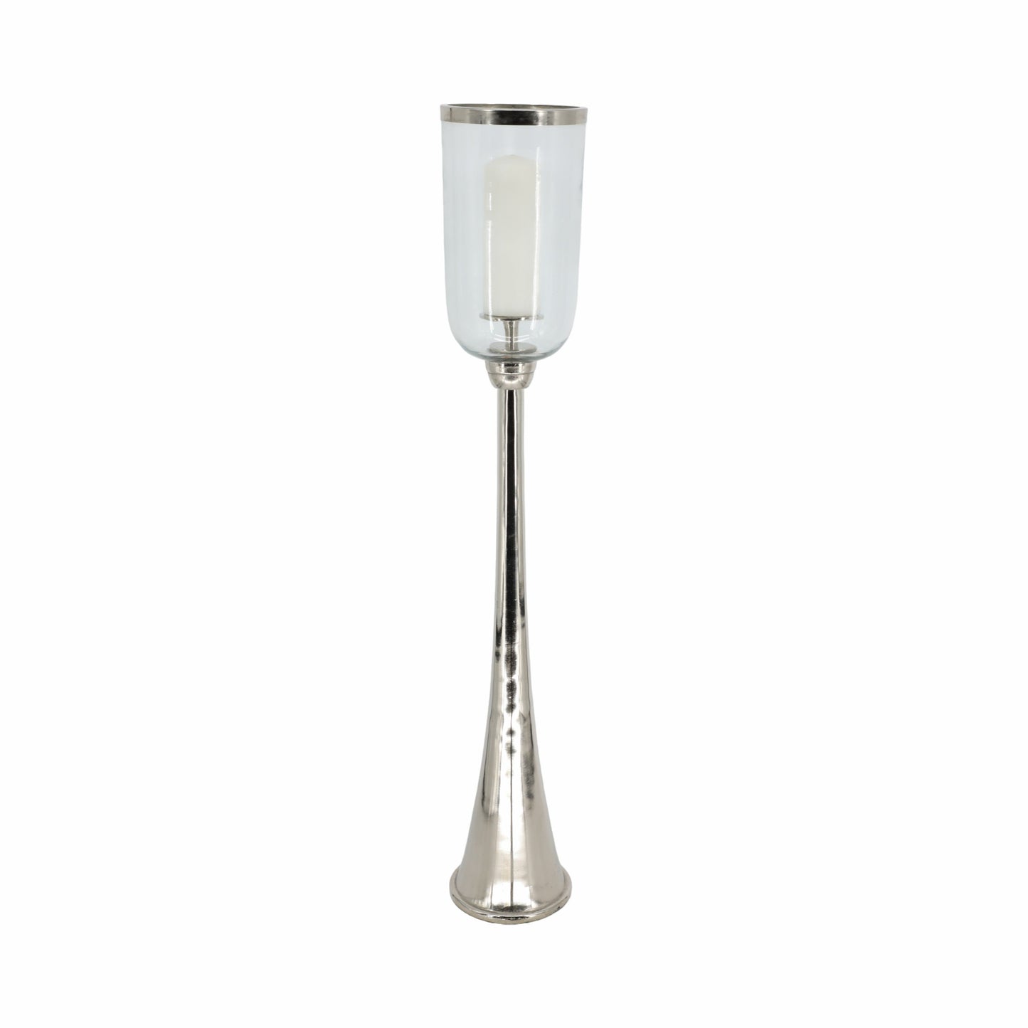 43" Radiant Large Silver Glass Candle Hurricane