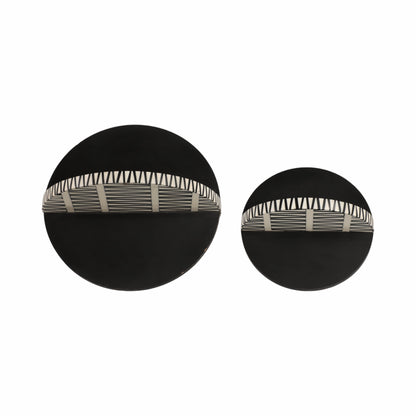 S/2 7/10" Gobiel Black & White Resin Orbs