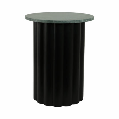 20" Large Ribbed Accent Table Marble Top, Blk/grn