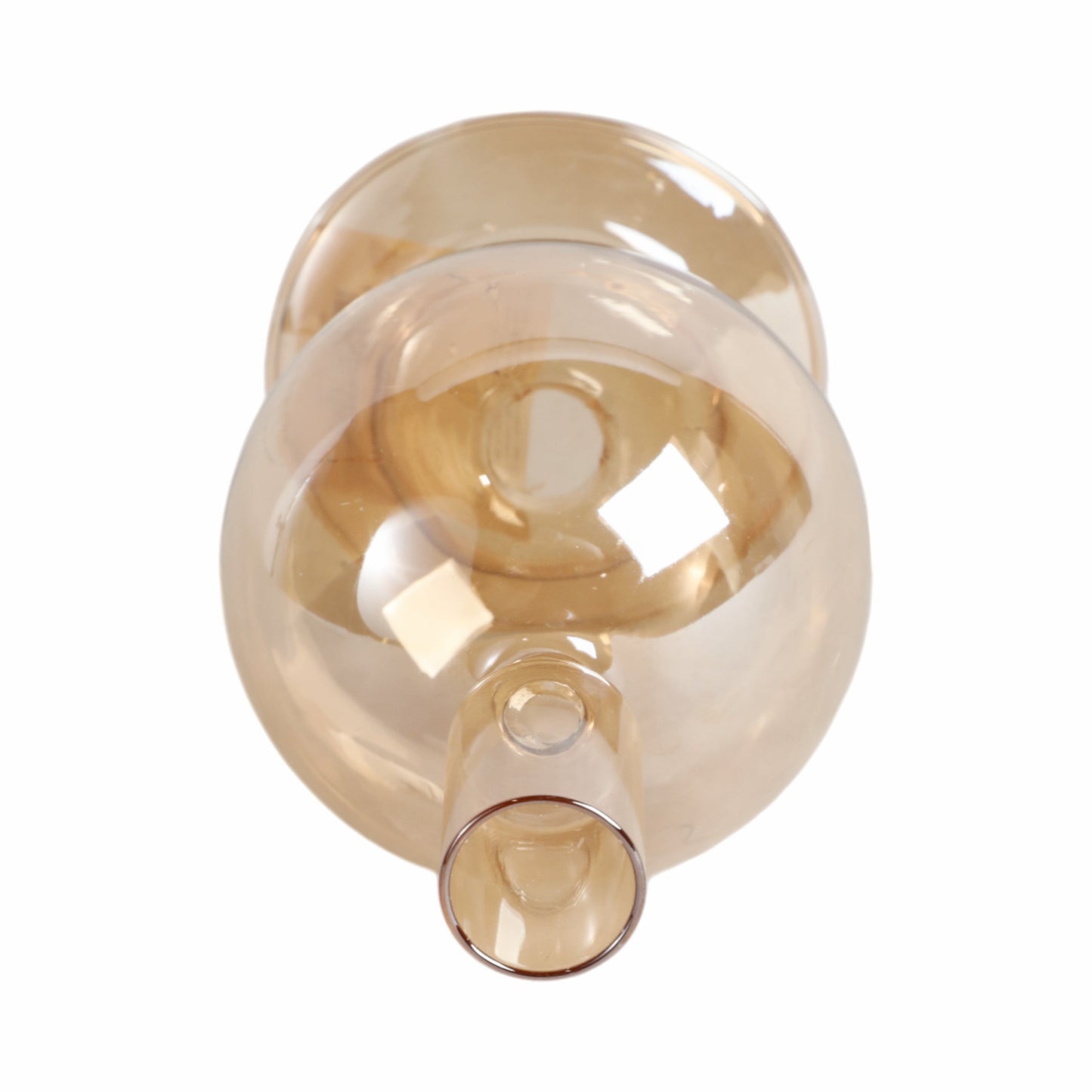 7" Glass Bubble Taper Candle Holder, Gold Luster