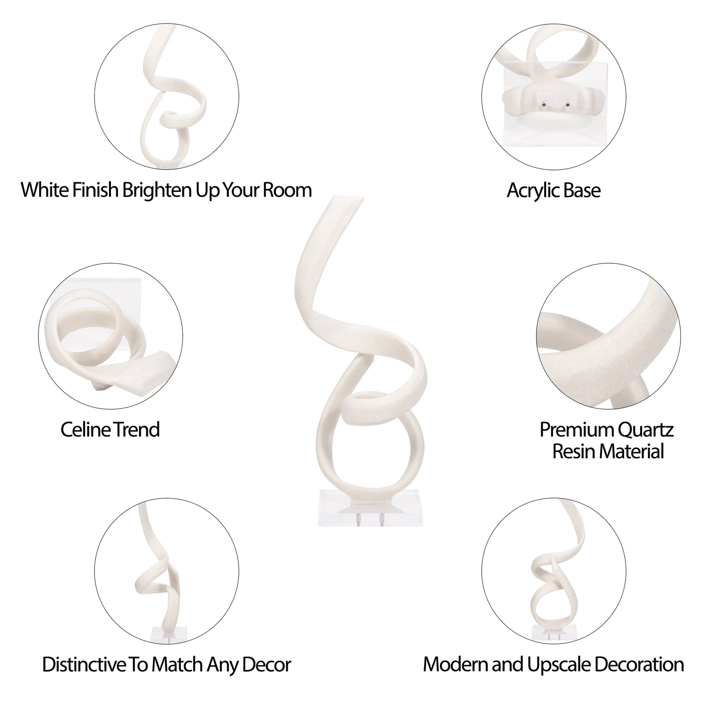 27" KASSANI OVERSIZED QUARTZ RESIN STATUARY, WHITE