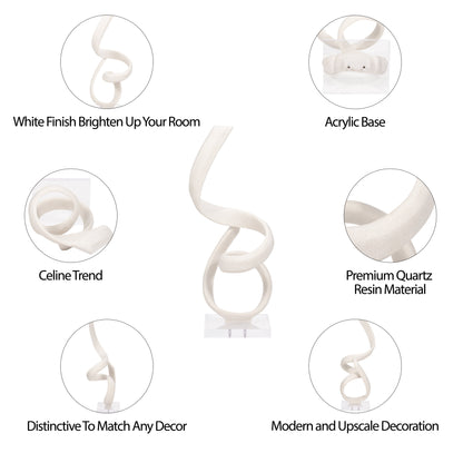 27" KASSANI OVERSIZED QUARTZ RESIN STATUARY, WHITE