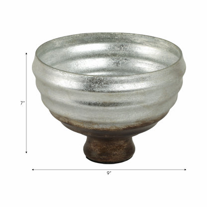 9" Glass Pedestal Bowl Ombre Finish, Multi