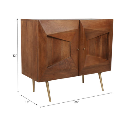 38" Hallox Carved Wood 2-door Chest