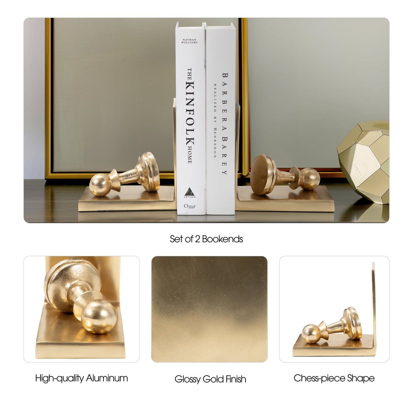 S/2 11" Julian Chess Bookends