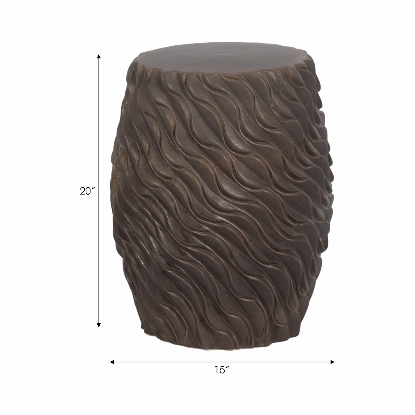 20" Devone Brown Ceramic Garden Stool