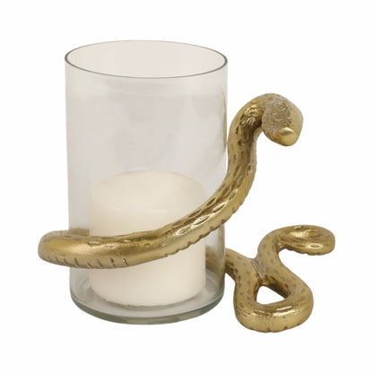 9" Snake Around Pillar Holder, Gold