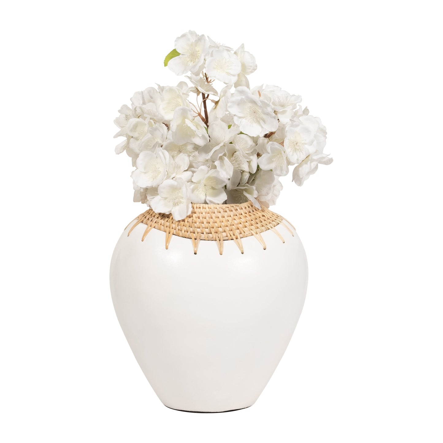 TERRACOTTA, 12"H VASE, WHITE/BROWN