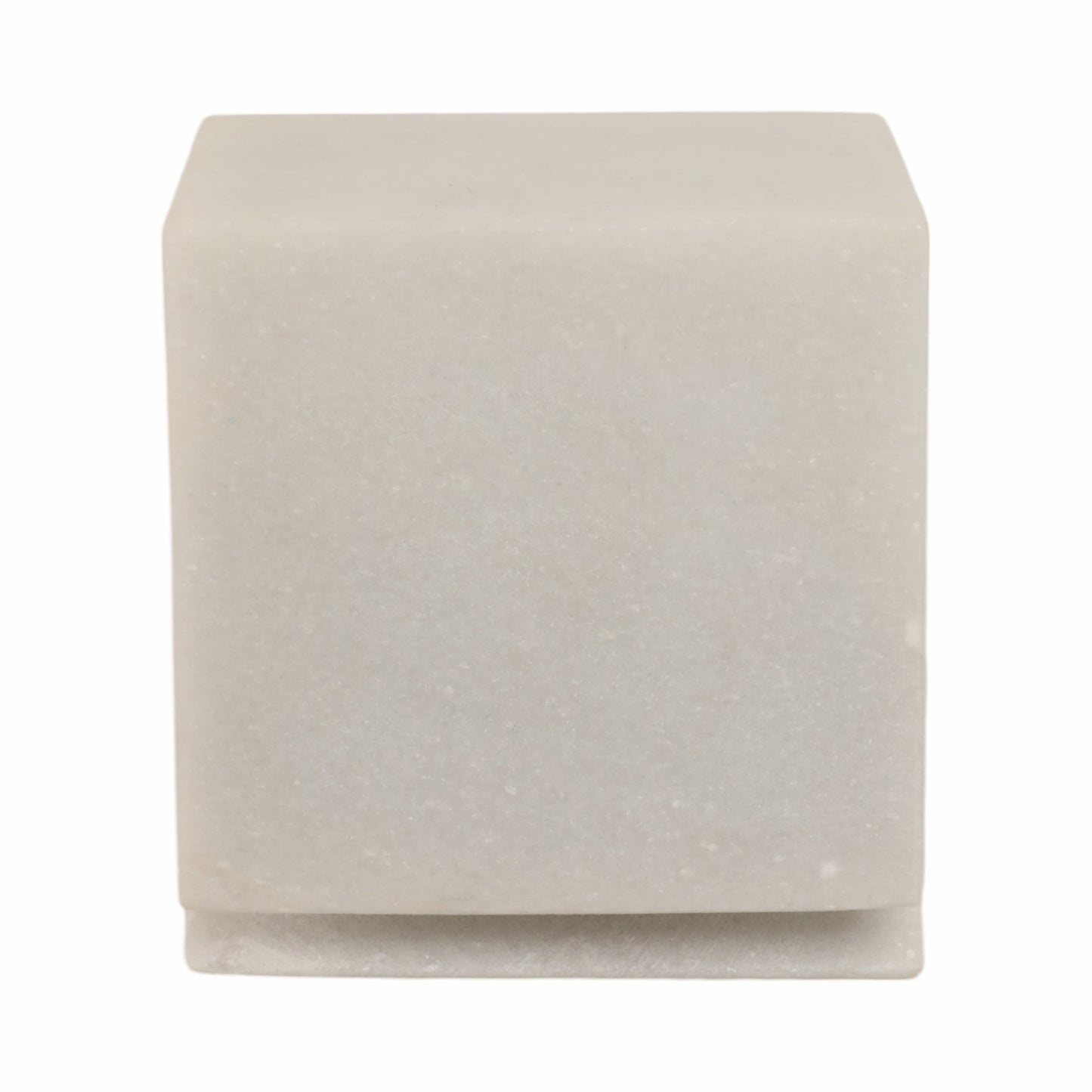 4" Cut Marble Cube, White