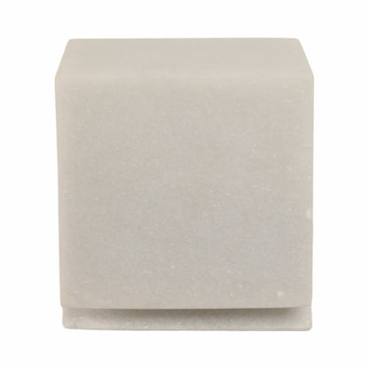 4" Cut Marble Cube, White