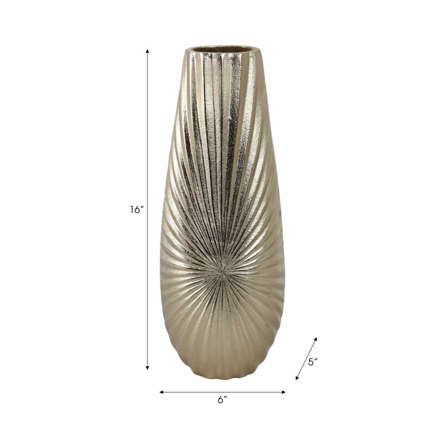 METAL, 16" BURST VASE, CHAMPAGNE
