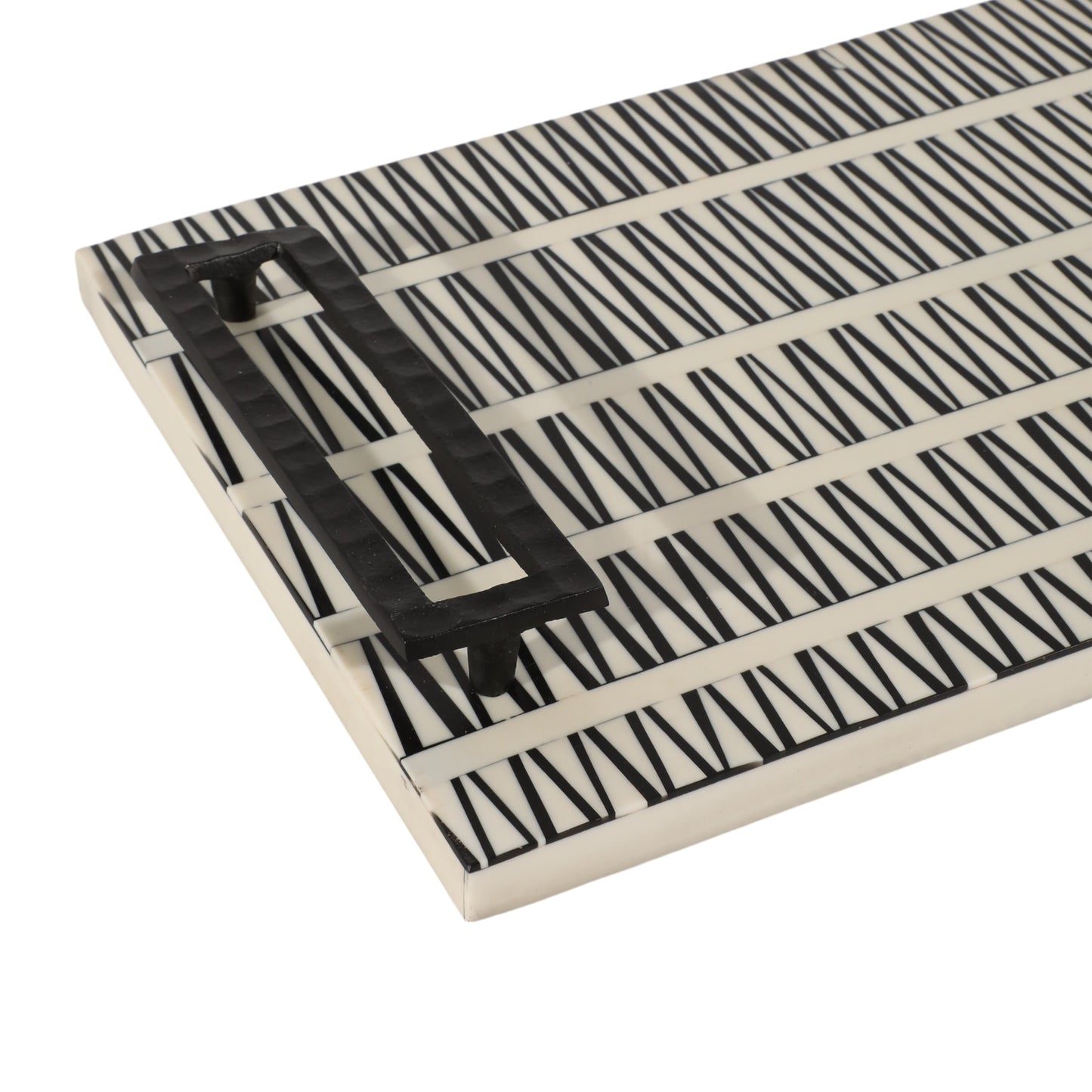 S/2 18/22" Gobiel Black & White Resin Trays