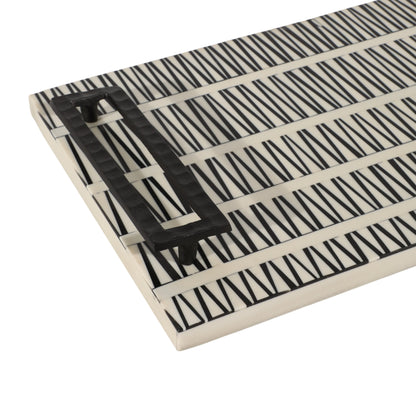 S/2 18/22" Gobiel Black & White Resin Trays