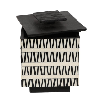 S/2 7/10" Gobiel Black & White Resin Boxes